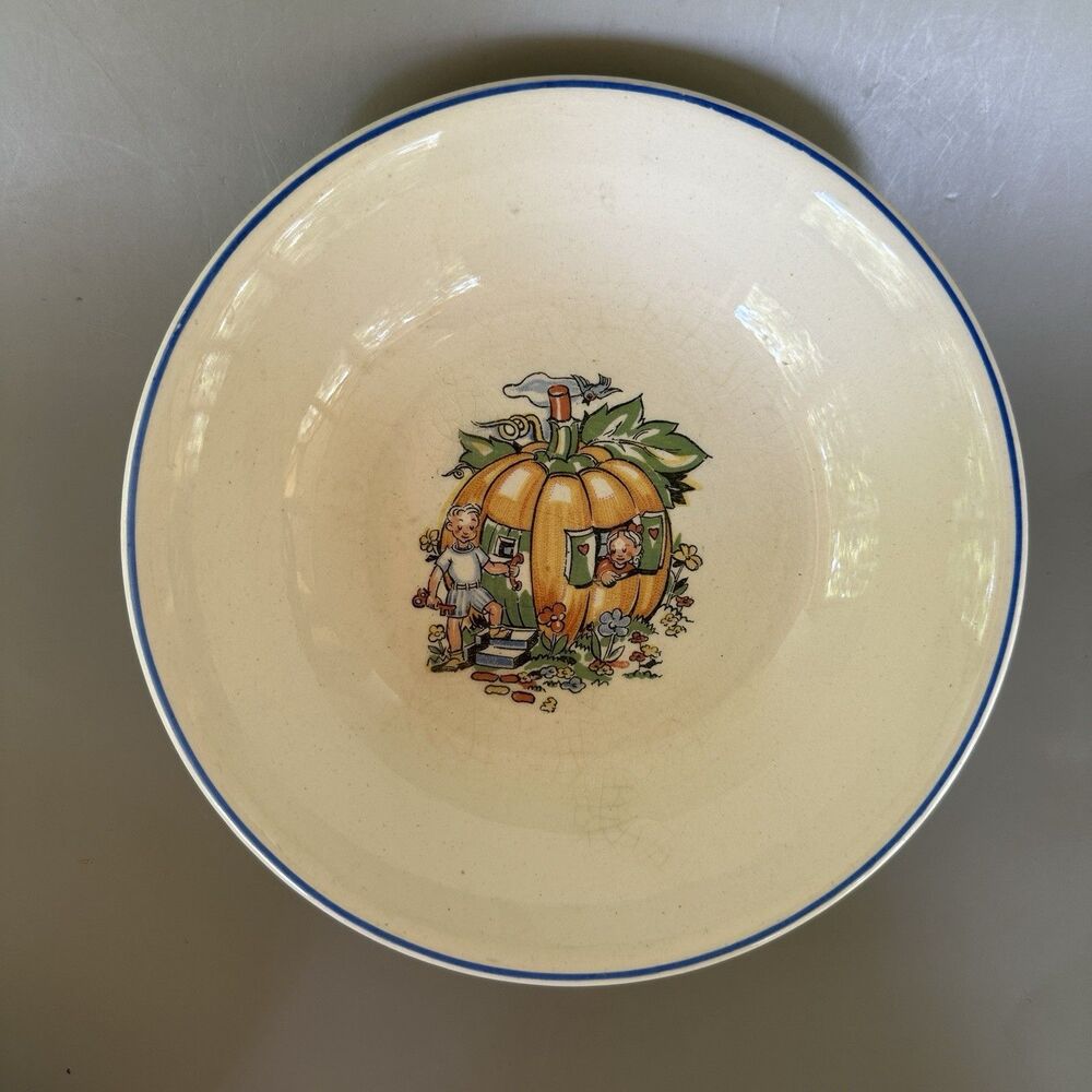 Vintage Salem China Peter Peter Pumpkin Eater Child Bowl Quaker Lady Z USA